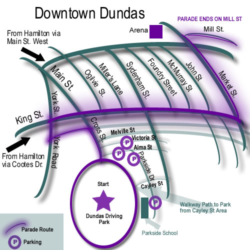 Dundas Cactus Festival Parade Route Map